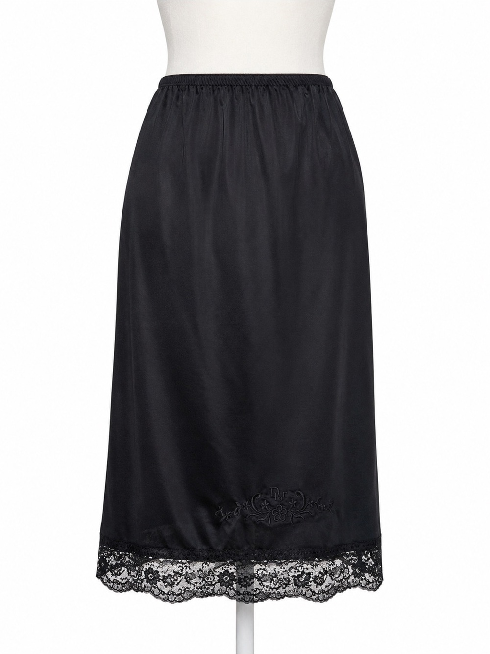 Vintage Christian Dior Black Lace Trim Half Slip Skirt Small USA Made